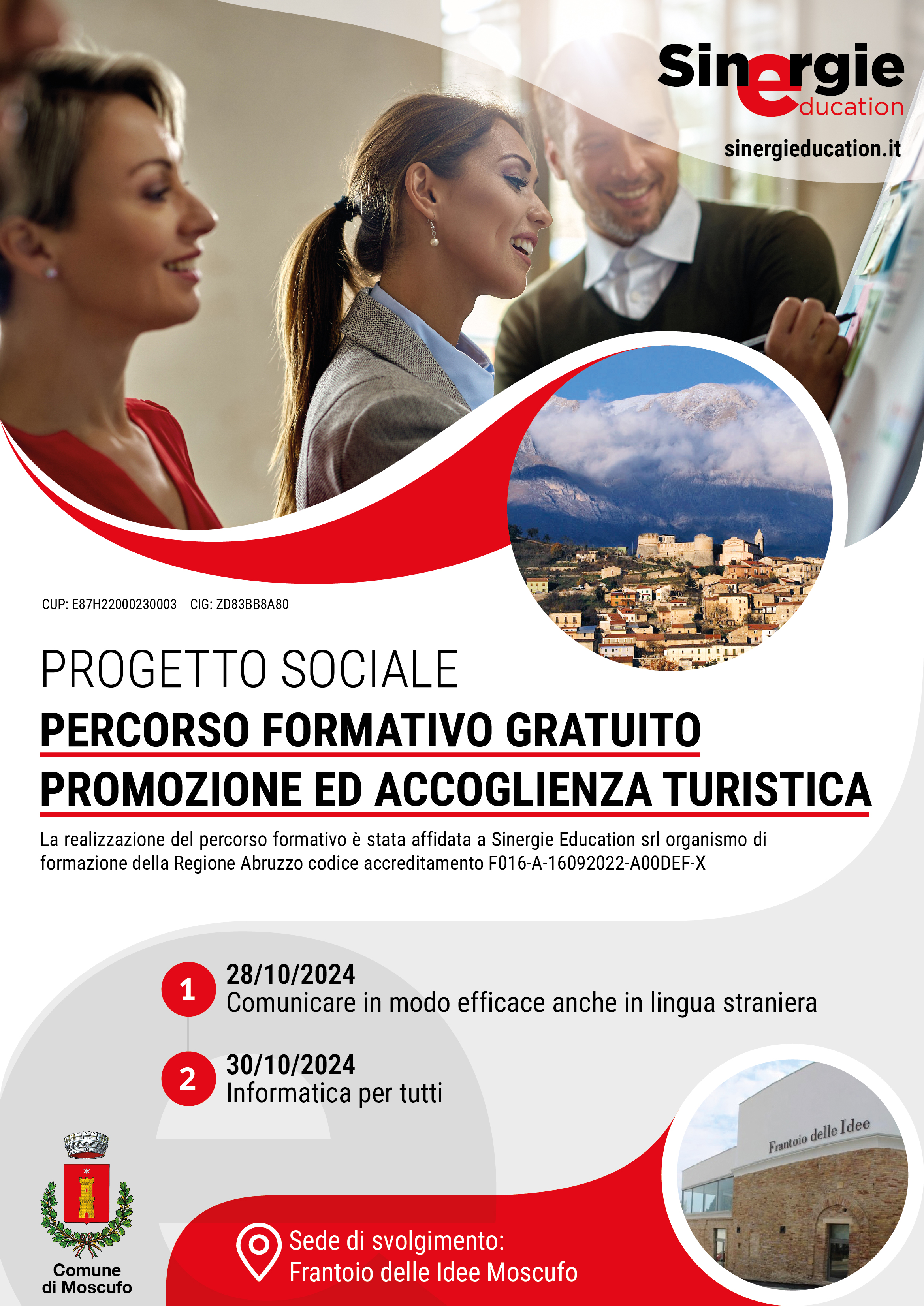 Progetto sociale, percorso formativo gratuito promozione ed accoglienza turistica.